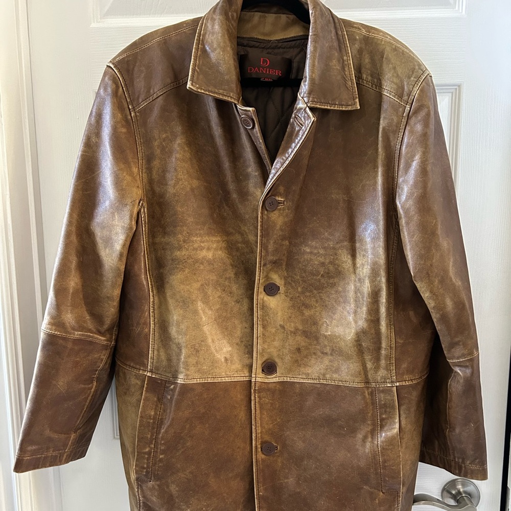 Danier Brown Distressed Leather Coat
